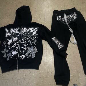 Black Graphic Hoodie and Jogger Set